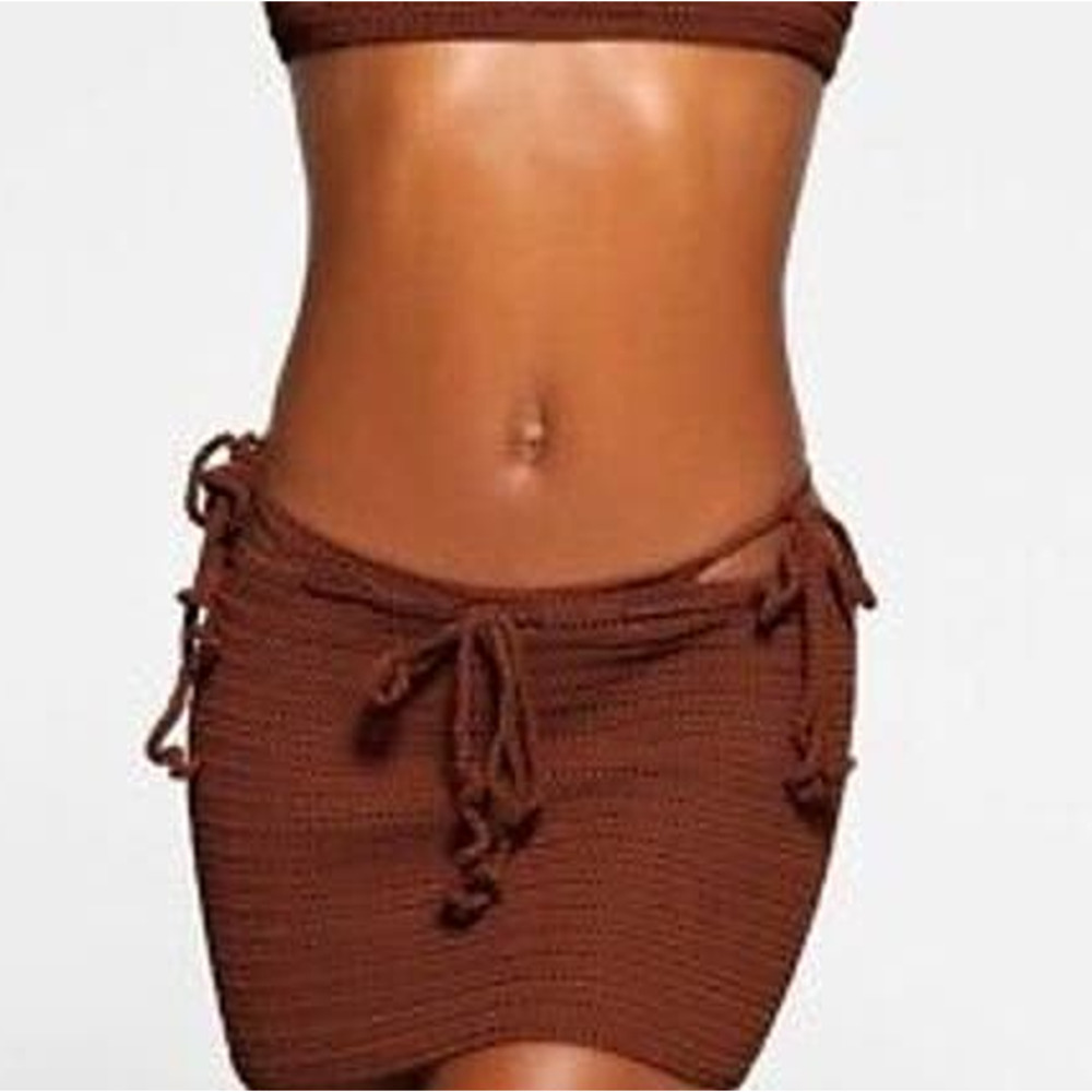 SKIMS Crochet Swim Mini Skirt in Jasper Size 4X NWT Orig $148 - Picture 1 of 7
